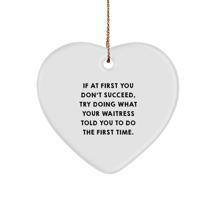 Funny Waitress Gift Idea, Heart Ornament for Her, Christmas Unique Gifts from Friends, Coworkers, Family - Image 1
