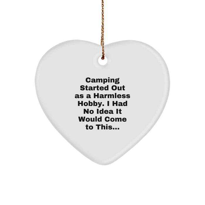 Funny Camping Gifts for Family, Friends, and Coworkers - Camping Heart Ornament with Christmas Quote - Image 1