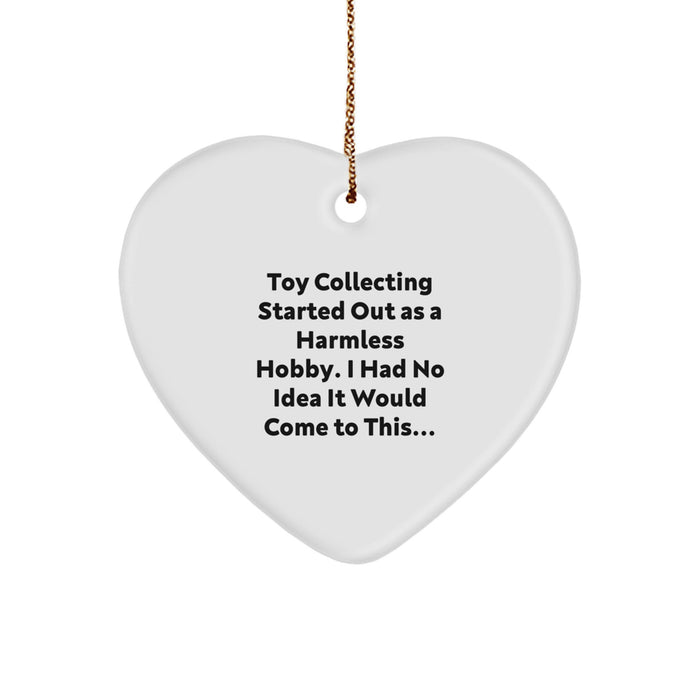Funny Toy Collecting Gift for Men, Christmas Unique Gifts, Heart Ornament with Gold Cord, Gifts from Friends and Family - Image 1