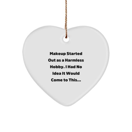 Funny Makeup Enthusiasts Gifts from Friends, Family, Coworkers - Heart Ornament for Makeup Lovers on Christmas Unique Gifts Day - Image 1