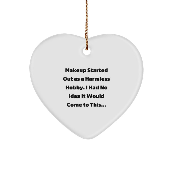 Funny Makeup Enthusiasts Gifts from Friends, Family, Coworkers - Heart Ornament for Makeup Lovers on Christmas Unique Gifts Day - Image 1