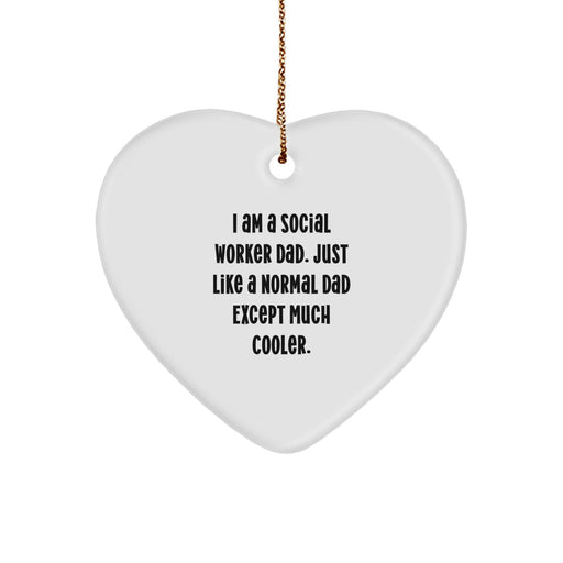 Funny Social Worker Dad Heart Ornament Gifts for Social Workers from Family - Image 1