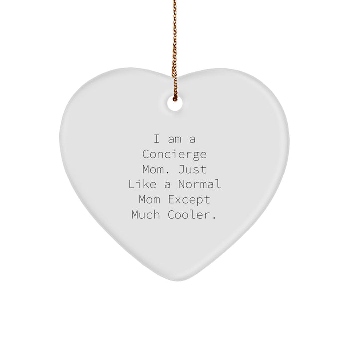 Funny Concierge Mom Heart Ornament Gifts from Family - Cute Christmas Ideas for Mom, Mommy, Wife, Women, Friends, Coworkers - Image 1