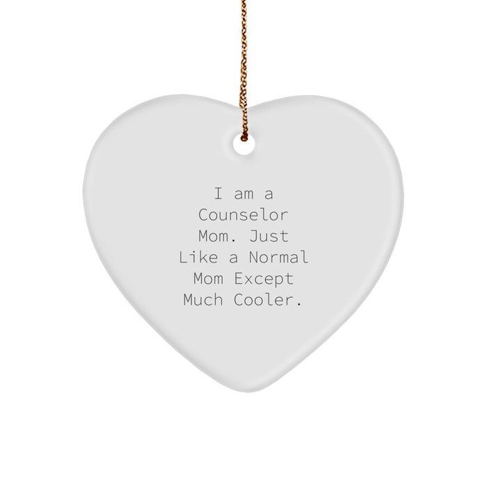 Counselor Mom Gifts from Friends - Funny Counselor Heart Ornament, Heart Shaped Christmas Unique Gifts for Counselor - Image 1