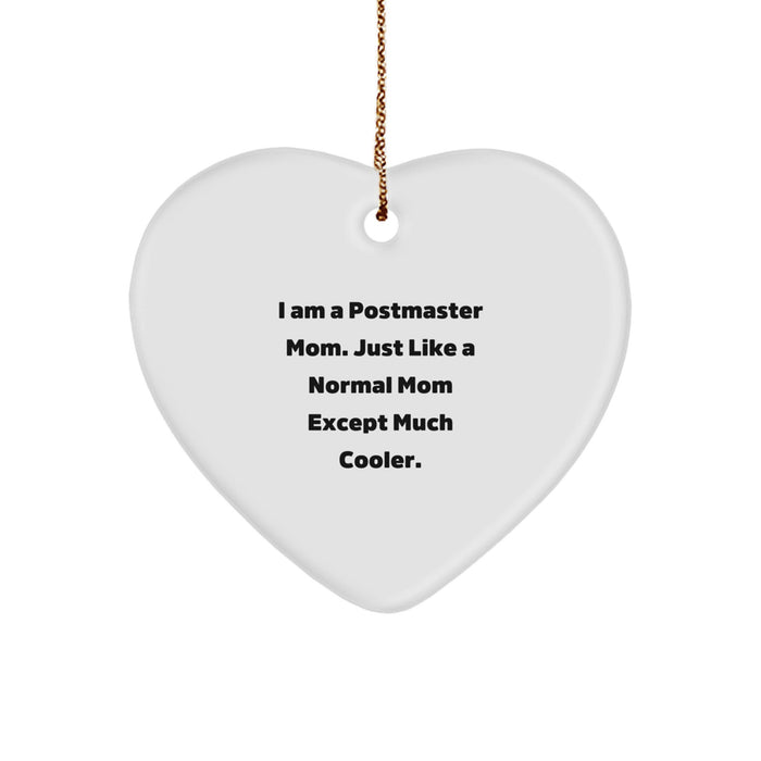 Postmaster Mom Heart Ornament, Funny Heart Shaped Christmas Unique Gifts from Mom to Postmaster - Image 1