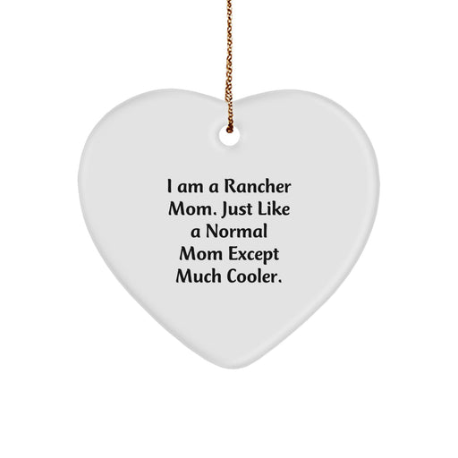 Funny Rancher Mom Gifts from Family - Unique Heart Ornament for Rancher Mom Love - Handcrafted Heart Shaped Ornament with Vibrant Design for Christmas Unique Gifts - Image 1