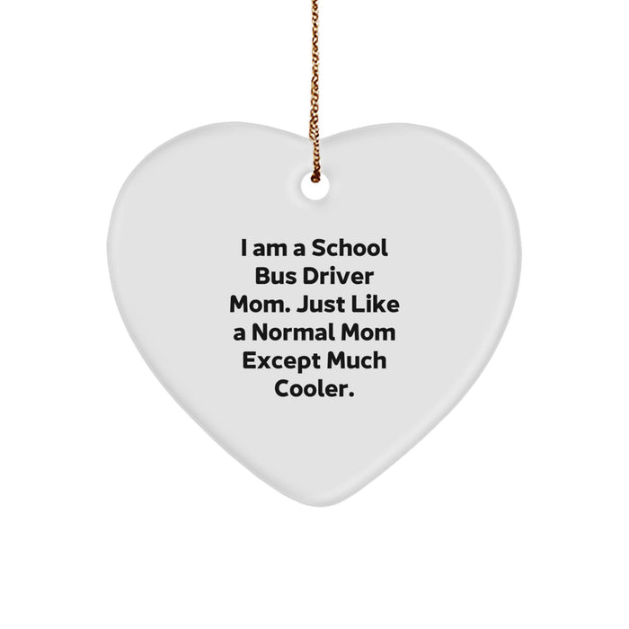 Funny School Bus Driver Mom Gifts - Heart Ornament for School Bus Drivers - Christmas Unique Gifts from Friends to School Bus Driver Family - Image 1