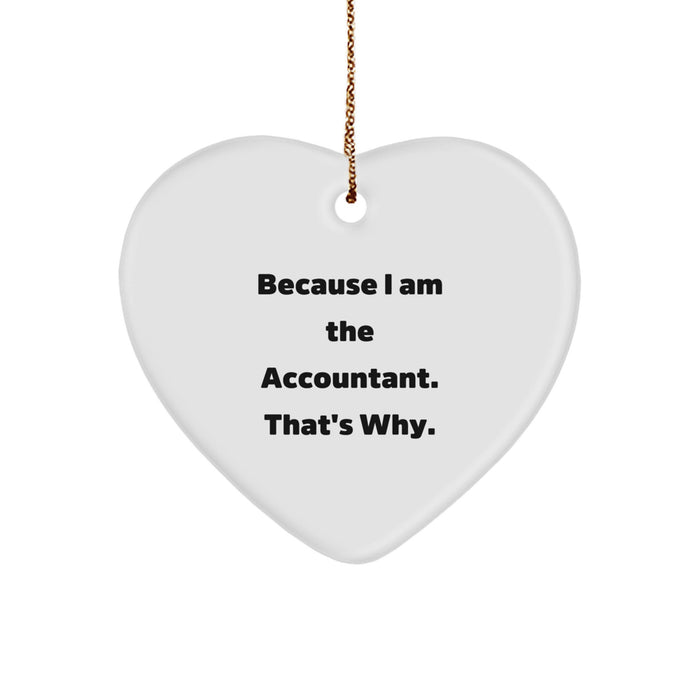 Funny Accountant Heart Ornament Gifts from Men to Accountant Friends, Because I Am The Accountant. That's Why. Christmas Unique Gifts - Image 1