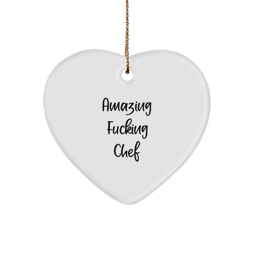 Funny Chef Gifts from Friends - Amazing F--king Chef Heart Ornament, White Color, Heart Shaped, Perfect for Christmas, Gifts for Chef, Men, Women, Friends, Coworkers, Family - Image 1