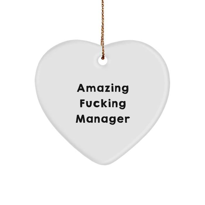 Funny Manager Quotes Heart Ornament, Gifts from Coworkers, Gifts for Manager, Inspirational Christmas Unique Gifts - Image 1