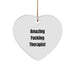 Funny Therapist Gifts from Men, Heart Ornament Quote 'Amazing F--king Therapist', Christmas Unique Gifts for Therapist - Image 1