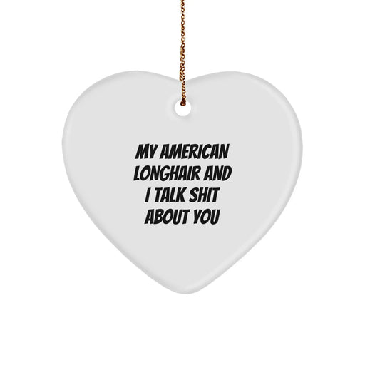 Funny American Longhair Cat Gifts for Friends, Cute Heart Ornament Quote, Christmas Unique Gifts from Family - Image 1