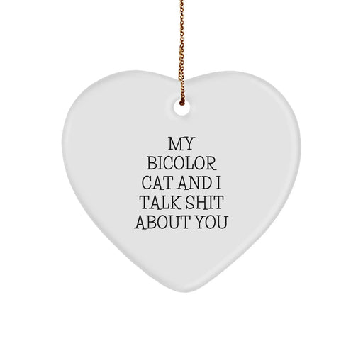 Funny Bicolor Cat Heart Ornaments Gifts from Friends for Bicolor Cat Lovers, Unique Christmas Unique Gifts with Humor, Heart Ornament for Home Decor - Image 1