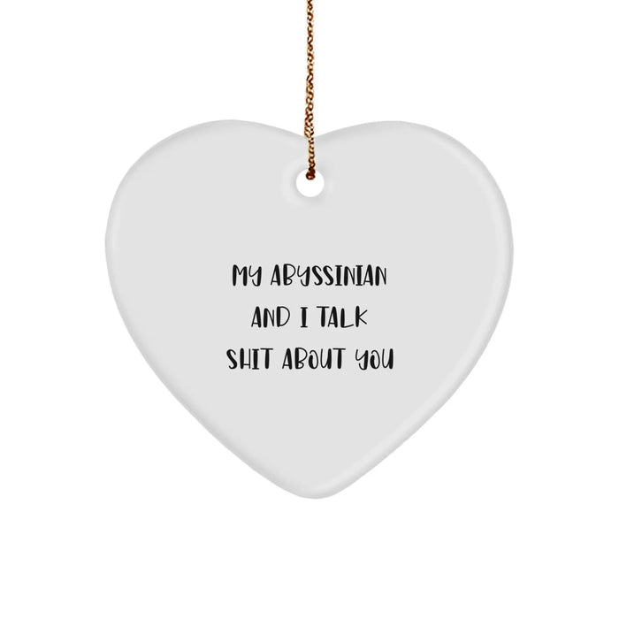 Funny Abyssinian Cat Gifts for Friends from My Abyssinian And I Talk Shit About You Heart Ornament for Christmas - Image 1