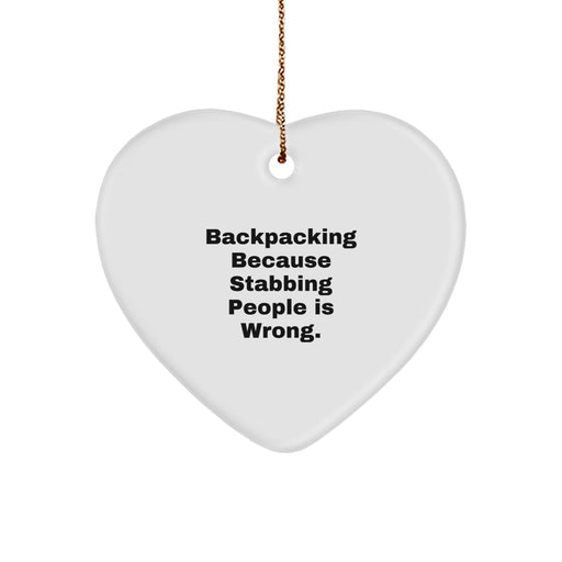 Backpacking Heart Ornament Gifts from Friends for Christmas, Funny Quote Stickers, Heart Shaped Decor for Backpackers, Men, Women, Family - Image 1