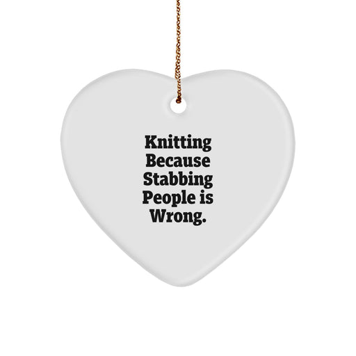 Funny Knitting Heart Ornament Gifts for Men, Women, Friends, and Family - Perfect for Knitting Enthusiasts - Unique Christmas Unique Gifts from Loved Ones - Image 1