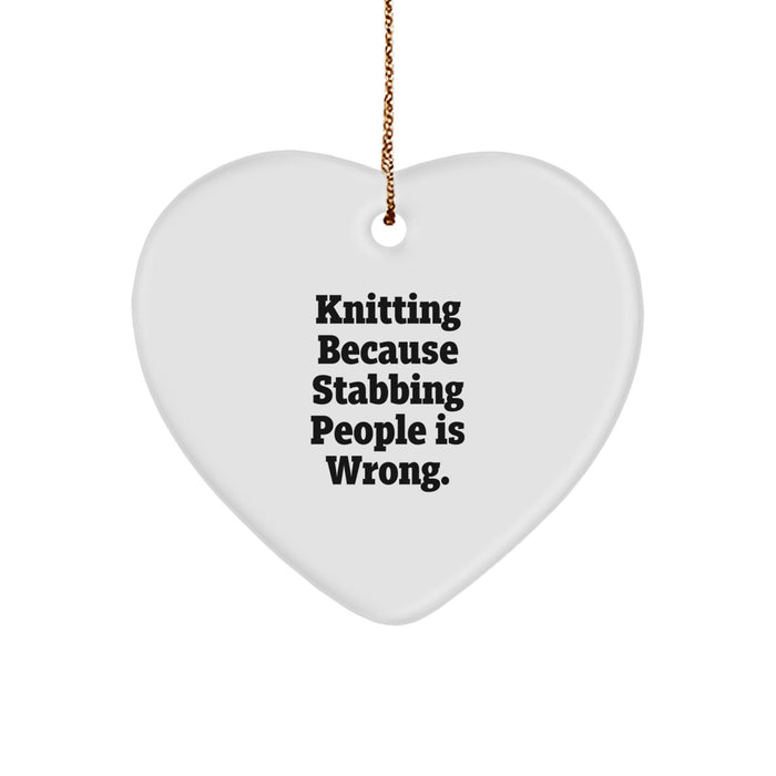 Funny Knitting Heart Ornament Gifts for Men, Women, Friends, and Family - Perfect for Knitting Enthusiasts - Unique Christmas Unique Gifts from Loved Ones - Image 1