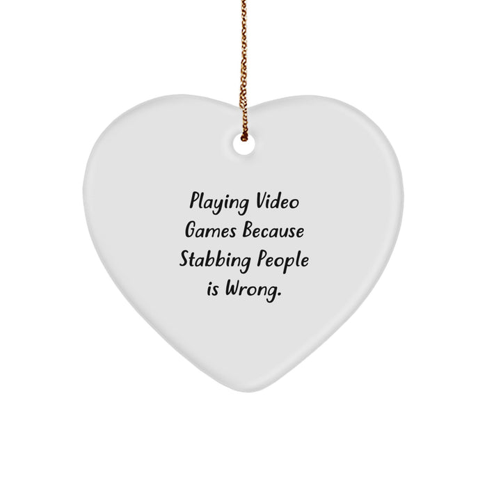 Funny Playing Video Games Heart Ornaments Gifts for Men Women Friends Family Christmas Unique Decorations from Gamers - Image 1