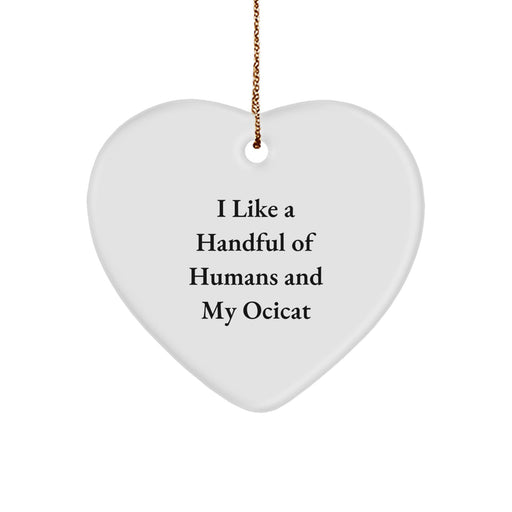 Funny Ocicat Lover Gifts from Family, Heart Ornament, I Like A Handful Of Humans And My Ocicat Christmas Unique - Image 1