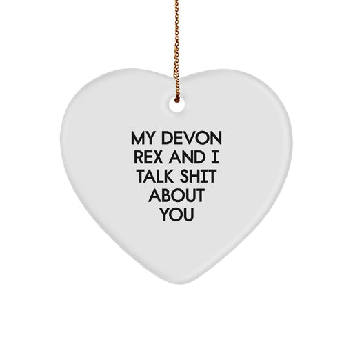 Funny Devon Rex Cat Gifts from Friends - My Devon Rex And I Talk Shit About You Heart Ornament for Christmas - Image 1