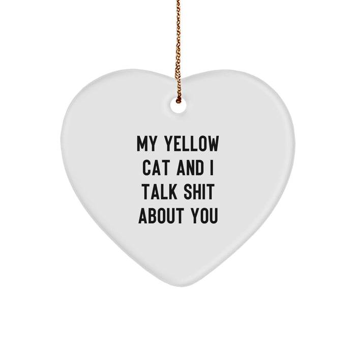 Yellow Cat Christmas Unique Gifts from Me to You, Funny Heart Ornament for Friends, Cute Yellow Cat Lover Decor, Inspirational Quote - Image 1