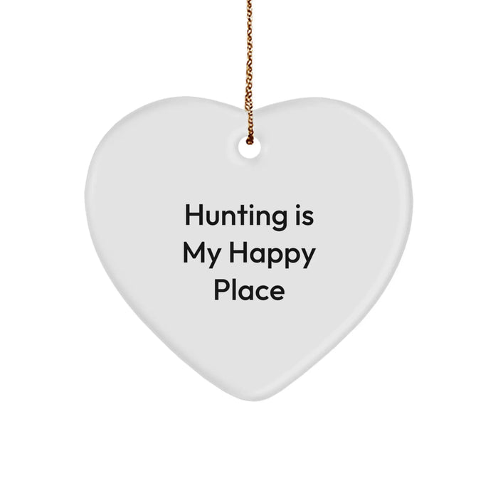 Funny Hunting Heart Ornament Gifts from Friends for Hunting Lovers - 'Hunting Is My Happy Place' Christmas - Image 1