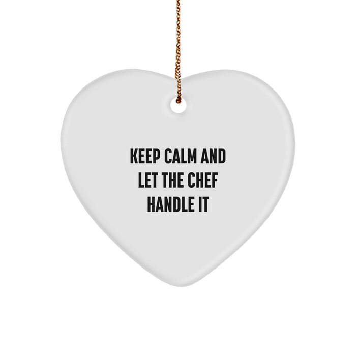 Funny Chef Heart Ornament Gifts from Friends for Chef Men, Keep Calm And Let The Chef Handle It, Christmas Unique - Image 1