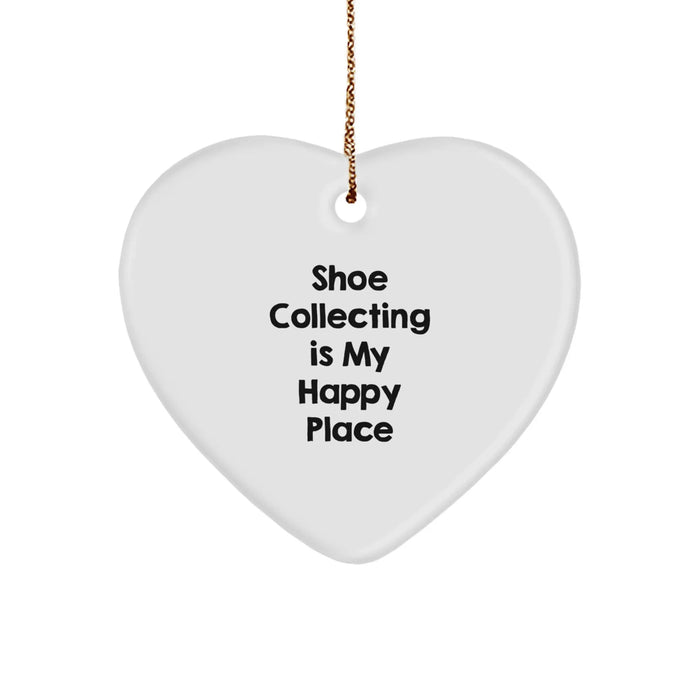 Shoe Collecting Gifts from Friends, Heart Ornament for Christmas, 'Shoe Collecting Is My Happy Place' - Image 1