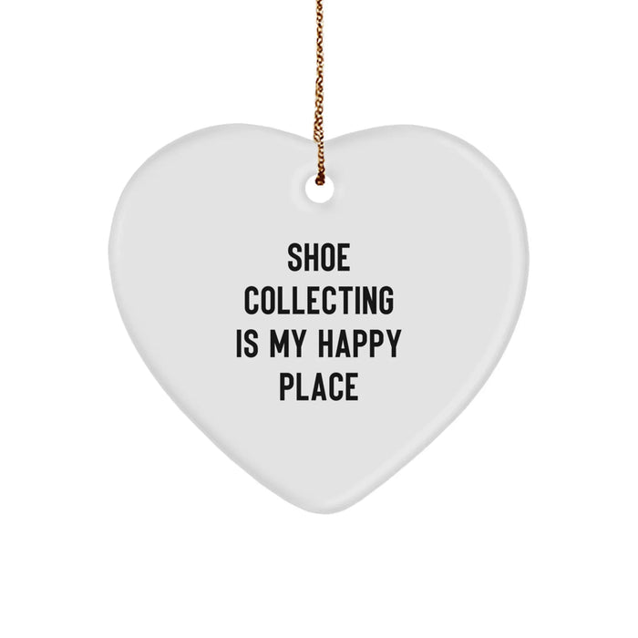 Shoe Collecting Gifts from Friends for 'Shoe Collecting Is My Happy Place' Lovers, Christmas Unique Heart Ornament for Men, Women, Family, Coworkers - Image 1