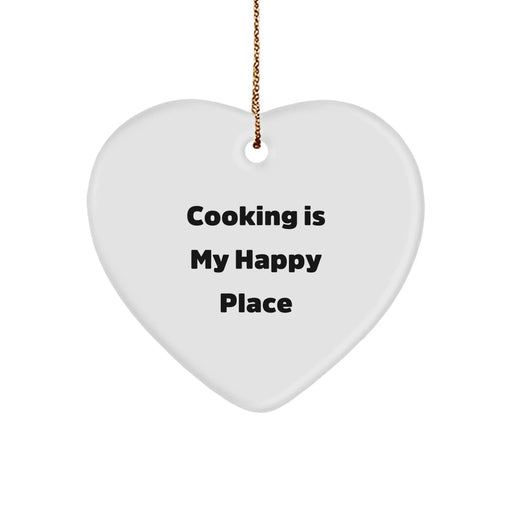 Cooking Is My Happy Place Heart Ornament Gifts from Family to Friends for Christmas - Image 1