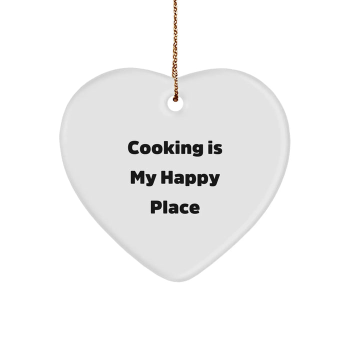 Cooking Is My Happy Place Heart Ornament Gifts from Family to Friends for Christmas - Image 1