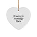 Drawing Enthusiasts' Delight, 'Drawing Is My Happy Place' Heart Ornament Gifts from Family for Christmas - Image 1
