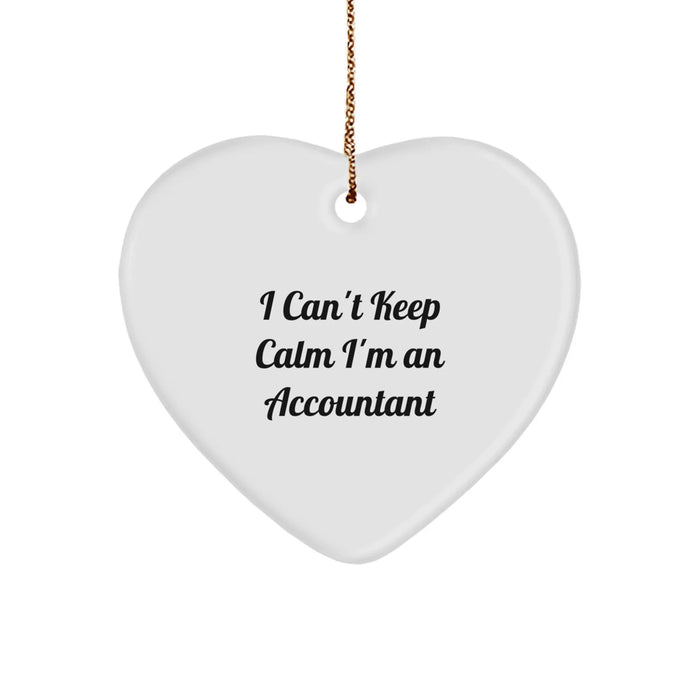Funny Accountant Heart Ornament Gifts from Friends to Accountants, I Cant Keep Calm I'm An Accountant Christmas Ornament - Image 1