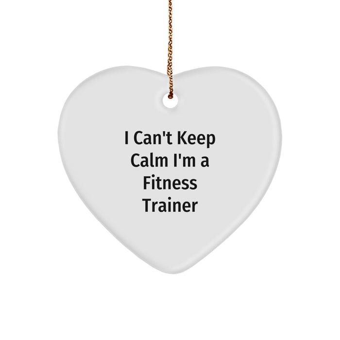 Funny Fitness Trainer Gifts from Men to Friends - I Can't Keep Calm Heart Ornament for Christmas Unique Presents - Image 1
