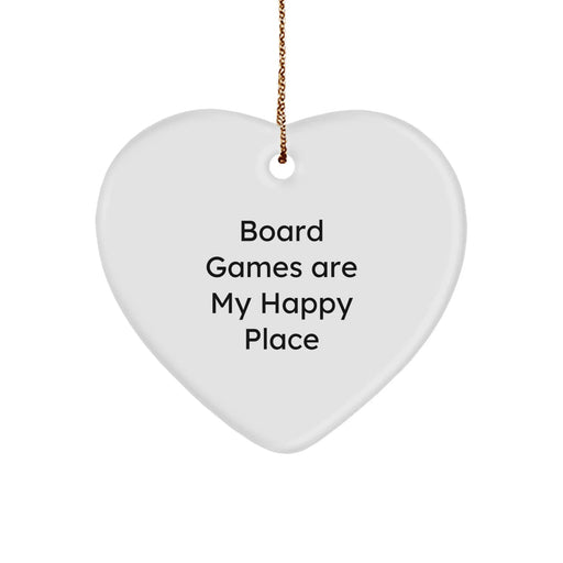 Board Games Gifts from Family - Heart Ornament, 'Board Games Are My Happy Place' Quote, Christmas Unique Gifts, Gifts for Board Games Enthusiasts - Image 1
