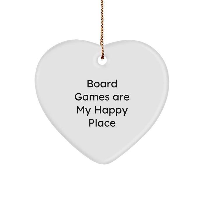 Board Games Gifts from Family - Heart Ornament, 'Board Games Are My Happy Place' Quote, Christmas Unique Gifts, Gifts for Board Games Enthusiasts - Image 1