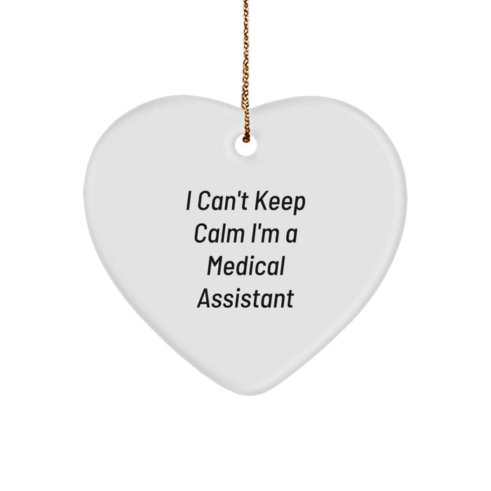 Funny Medical Assistant Christmas Heart Ornament Gifts from Friends, Family, or Coworkers - 'I Cant Keep Calm I'm A Medical Assistant' Heart Shape Decor - Image 1