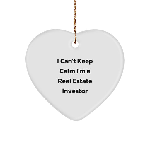 Funny Real Estate Investor Gifts from Friends to Men - I Can't Keep Calm I'm A Real Estate Investor Heart Ornament for Christmas Unique Gifts - Image 1