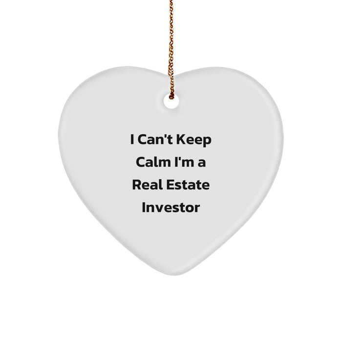 Funny Real Estate Investor Gifts from Friends to Men - I Can't Keep Calm I'm A Real Estate Investor Heart Ornament for Christmas Unique Gifts - Image 1