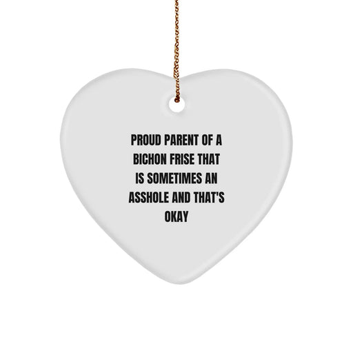 Funny Bichon Frise Dog Mom Gifts from Friends, Unique Christmas Unique Gifts for Bichon Frise Dog Owners, Heart Ornament - Image 1