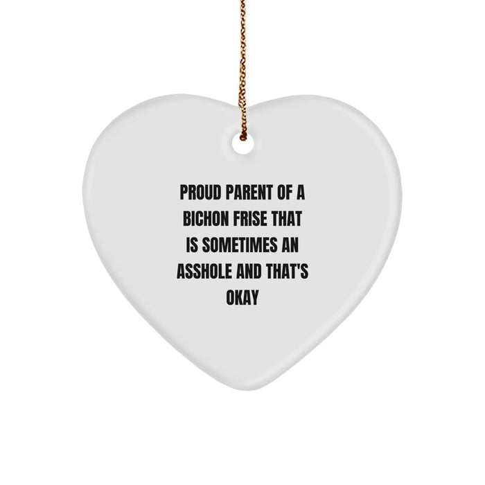 Funny Bichon Frise Dog Mom Gifts from Friends, Unique Christmas Unique Gifts for Bichon Frise Dog Owners, Heart Ornament - Image 1
