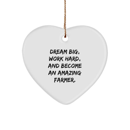 Farmer Inspirational Heart Ornament Gifts for Farmer Friends and Family from Men or Women - Dream Big Work Hard Christmas Unique - Image 1
