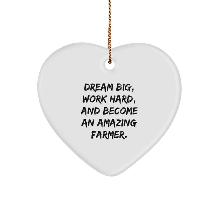 Farmer Inspirational Heart Ornament Gifts for Farmer Friends and Family from Men or Women - Dream Big Work Hard Christmas Unique - Image 1