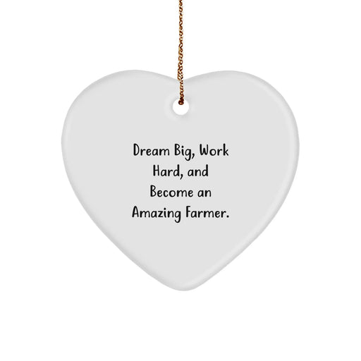 Farmer Gifts, Heart Ornament, Dream Big Funny Quote, Gifts from Family to Farmer, Christmas Unique Gifts - Image 1