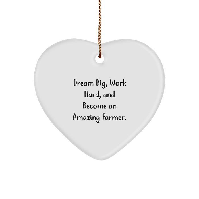 Farmer Gifts, Heart Ornament, Dream Big Funny Quote, Gifts from Family to Farmer, Christmas Unique Gifts - Image 1
