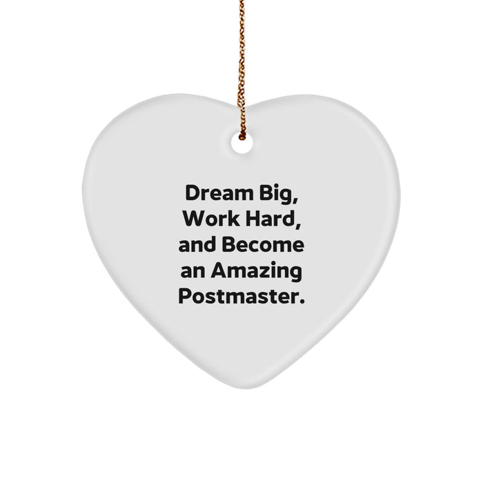 Postmaster Gifts from Friends and Family, Heart Ornament with Dream Big Quote, Christmas Unique Gifts for Postmaster, Inspirational Postmaster Gift - Image 1