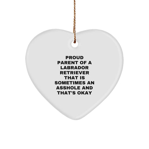 Funny Labrador Retriever Dog Gifts for Proud Parents, Heart Ornament for Christmas, 'Sometimes An Asshole And That's Okay' Quote - Image 1