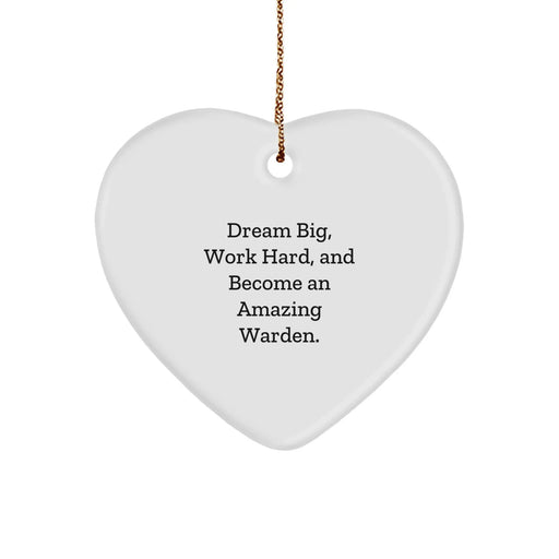 Funny Warden Gifts for Him, Heart Ornament with Inspirational Quote, Gifts from Friends to Family for Christmas Unique Presents - Image 1