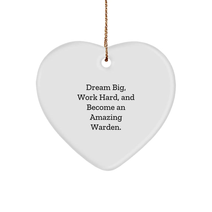 Funny Warden Gifts for Him, Heart Ornament with Inspirational Quote, Gifts from Friends to Family for Christmas Unique Presents - Image 1