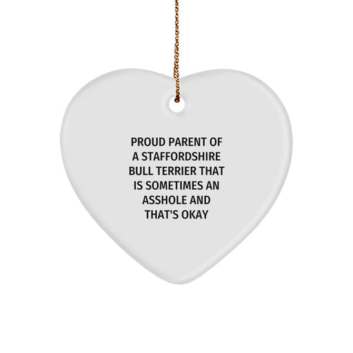 Funny Staffordshire Bull Terrier Dog Mom Gifts from Family, Heart Ornament, Proud Parent Quote, Christmas Unique Ideas - Image 1